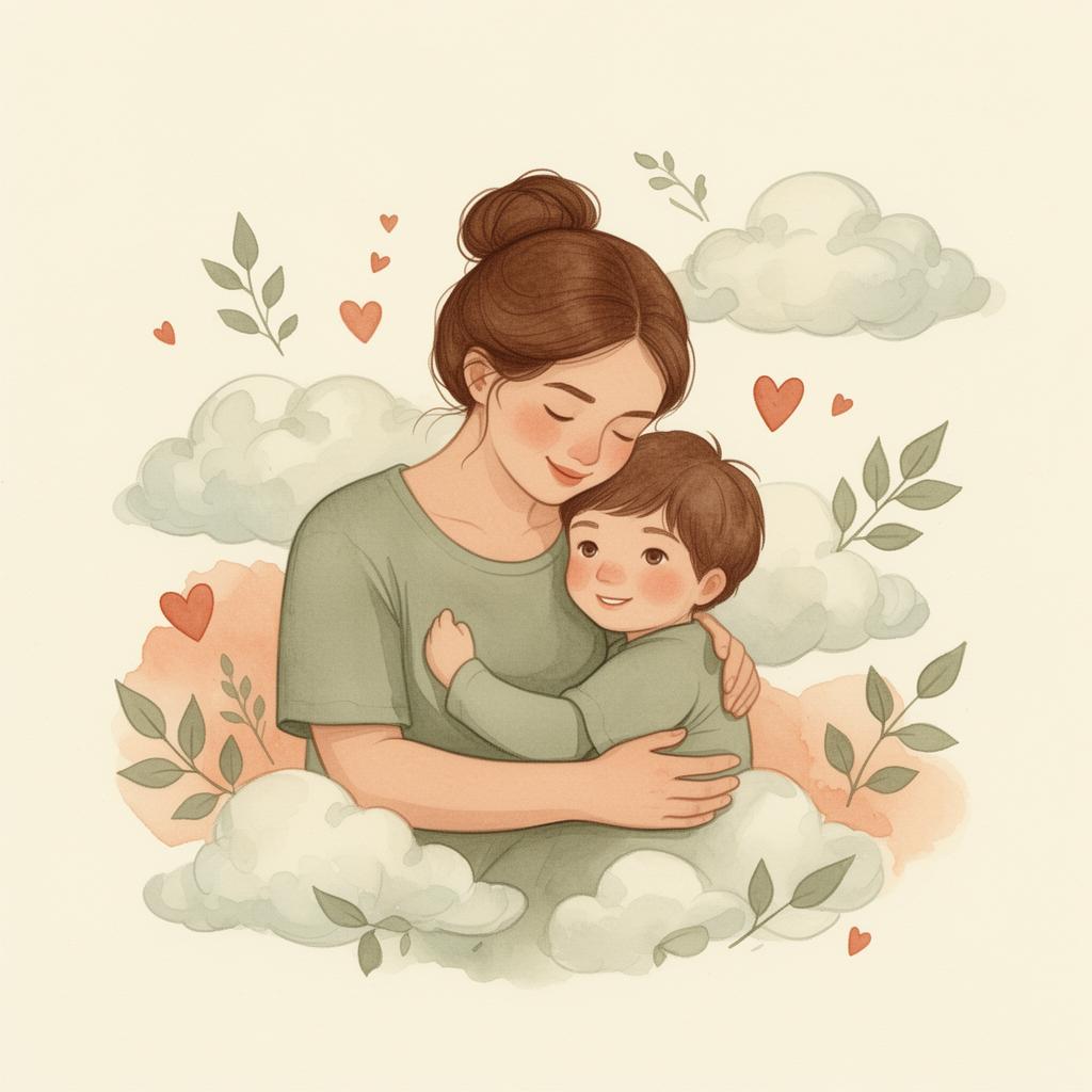 Capa do e-book Autismo no Dia a Dia: ilustração em aquarela de uma mãe abraçando seu filho